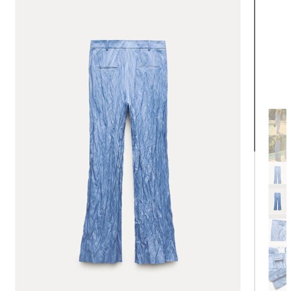 NWT ZARA WRINKLED PLEATED PANTS ZW COLLECTION LIGHT BLUE - Picture 8 of 9
